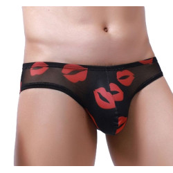 MenSexyWear Slip sexy Kiss Lips Noir